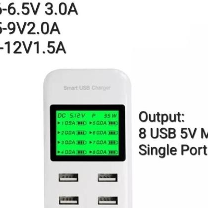 AVPRO i8Q 40w 8-port Smart USB Charger LCD Display w Quick Charge 3.0 Terlaris