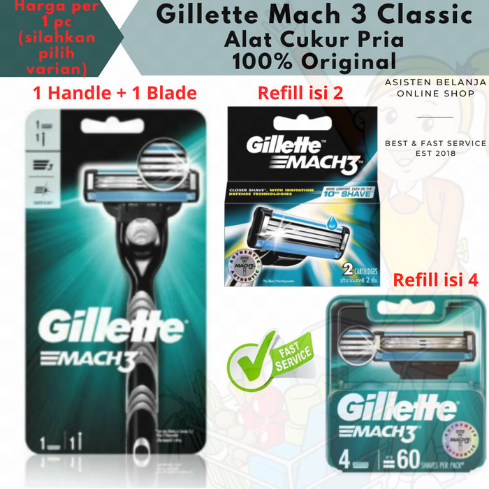 Gillette Mach3 Mach 3 Gilette Gillete Alat Pisau Cukur Cukuran Pria