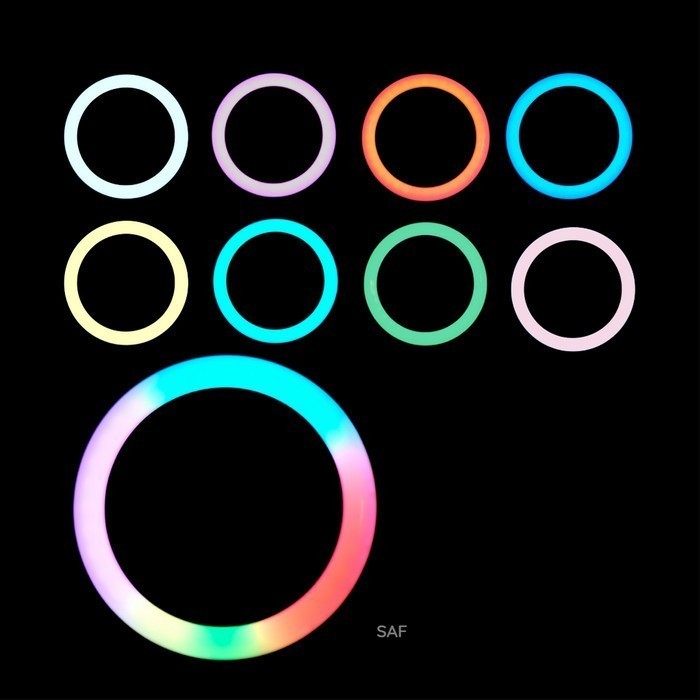 Ringlight Rgb Rainbow 26Cm Saf / Lighting Lampu Konten Tiktok Youtuber