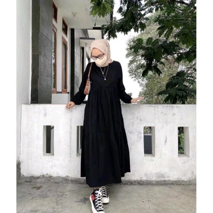 Terbaru Gamis Putih Polos/Midi Dress Matt Crinkel Airflow/S M L Xl Cantik Mewah Crinkle Airflow
