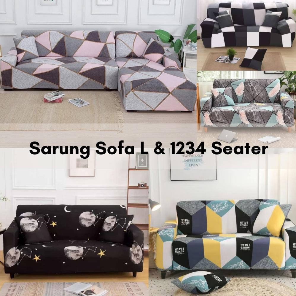 AURORAE SARUNG PENUTUP SOFA ELASTIS STRETCH CORAK/ELASTIC SOFA COVER MOTIF/SARUNG SOFA L JAGUAR BAHA