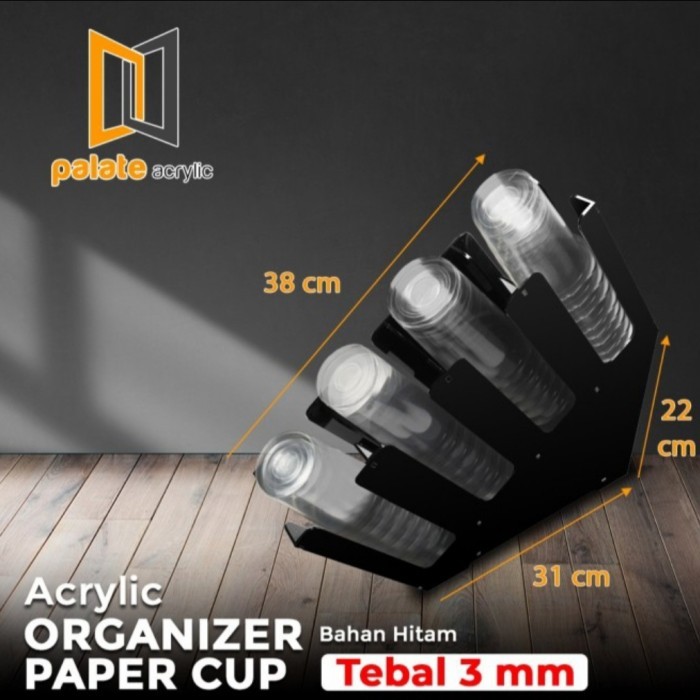 

ACRYLIC CUP HOLDER DISPENSER 4 SLOT - RAK AKRILIK PLASTIK / PAPER CUP