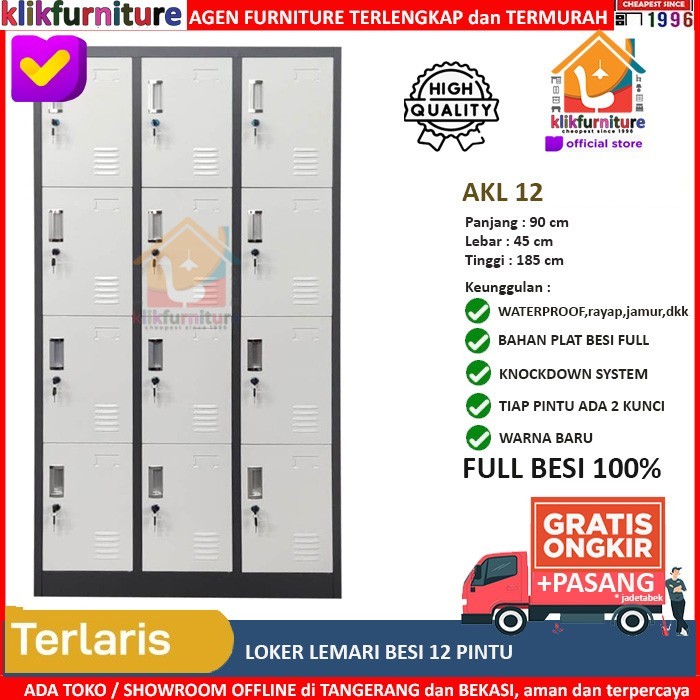 

LEMARI LOKER LOCKER CABINET 12 PINTU FULL BESI AKL 12