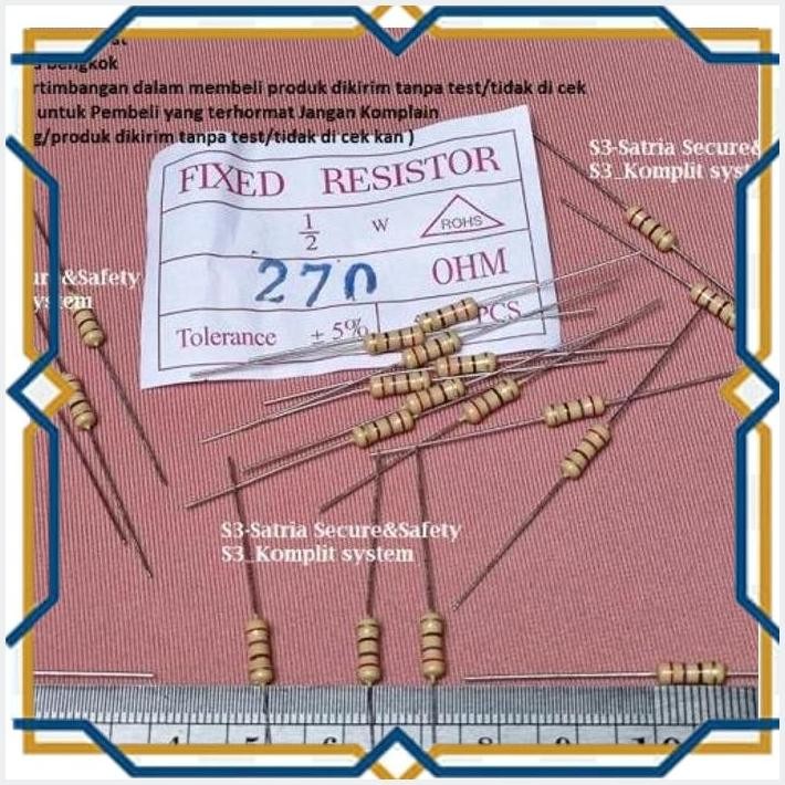 [SSC] SETENGAH RESISTOR 1/2W 270R 270 OHM 270ROHM 0.5W R W 270OHM 1/2WATT