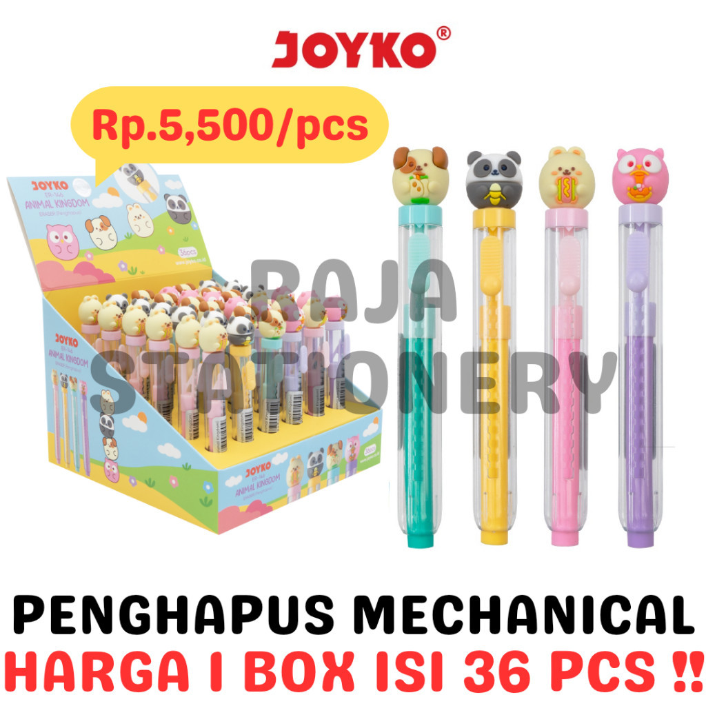 

JOYKO SLIDING ERASER MECHANICAL ANIMAL PENGHAPUS MEKANIK JOYKO UJIAN PANJANG ANAK MOTIF HEWAN ER-146 BOX [36PCS] RAJA BIG BOX