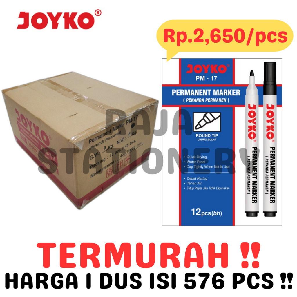 

JOYKO PERMANENT MARKER BLACK BLUE RED SPIDOL PERMANEN HITAM BIRU MERAH JOYKO KARTON [DUS] RAJA BIG BOX