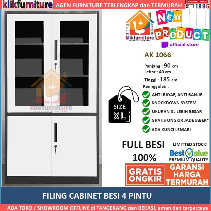 

SIZE XL LEMARI ARSIP FILING CABINET BESI 4 PINTU AK 1066