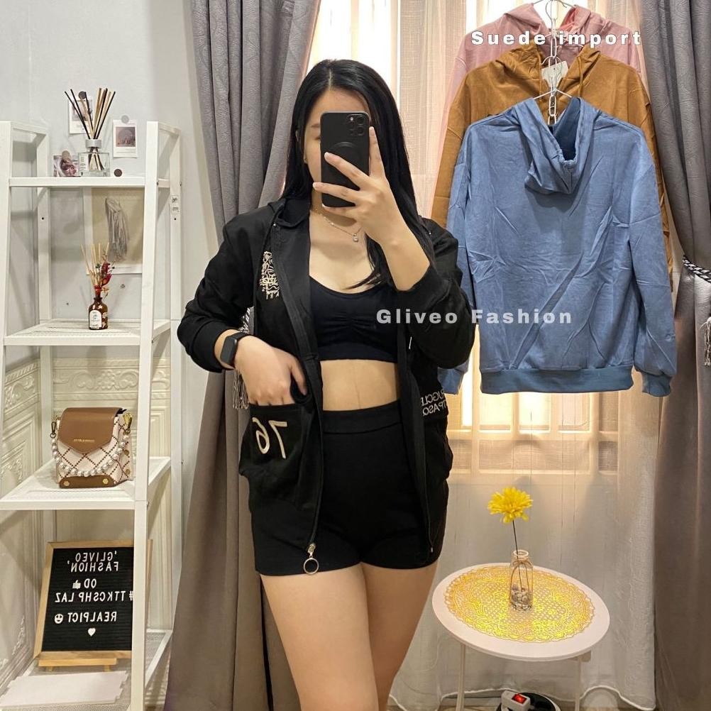 (- Jaket Pocket Suede Import / Jaket Suede Wanita Import / Jaket Wanita Terbaru / Jaket Import