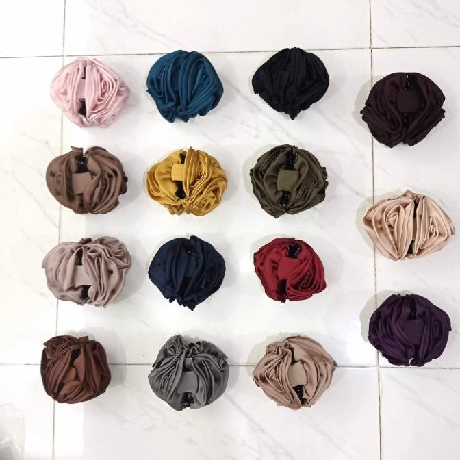Jepit Rambut model Rose Satin uk.M / Dalaman Hijab Jilbab P67M