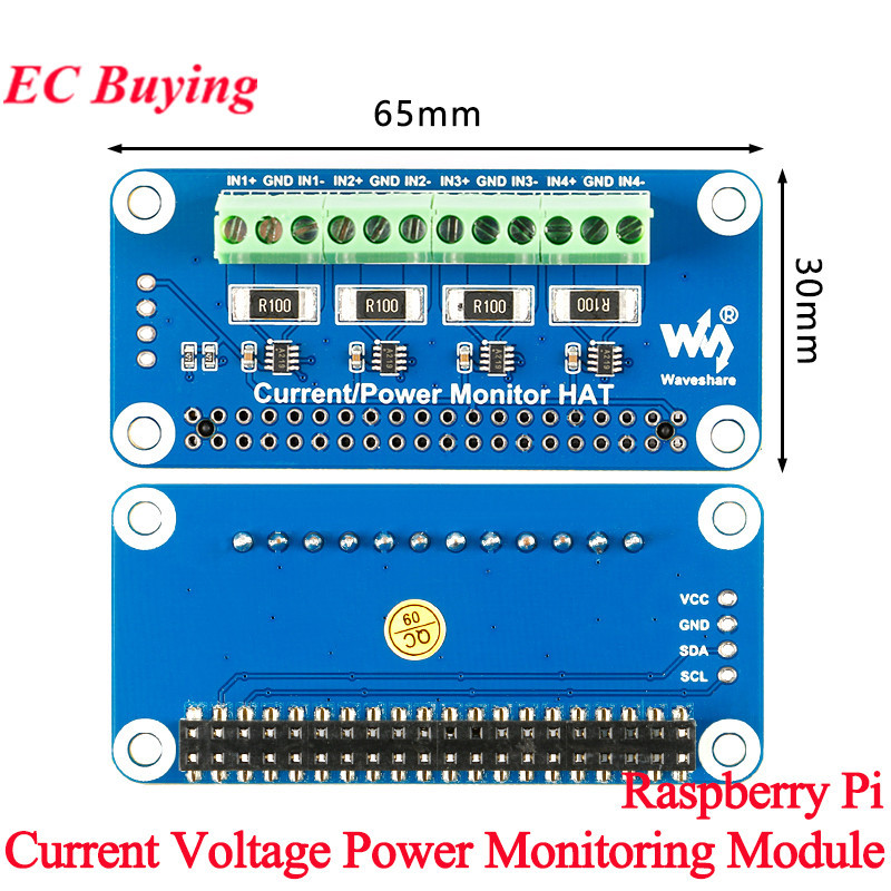 JETS 4 Channels Power Monitor HAT for Raspberry Pi Current Voltage and Power (power consumption) Mon