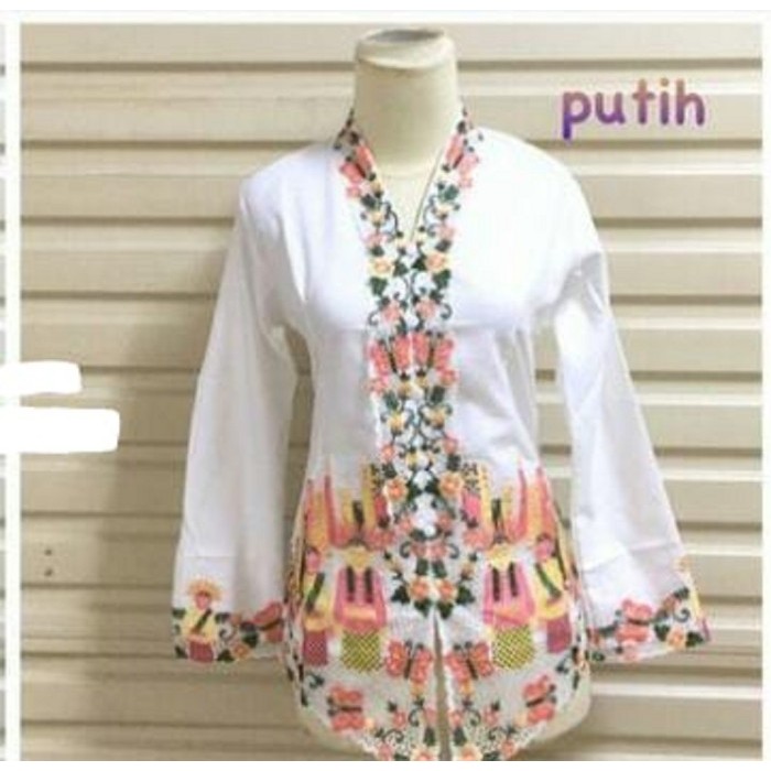 Atasan Kebaya Encim Betawi Bahan Katun City Kebaya Warna Putih