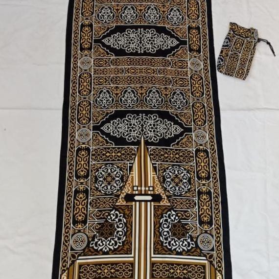 sajadah traveling pouch kiswah terlaris motif khusus kiswah 148000 sudah isi 10 pcs Haji Hitam Tipis
