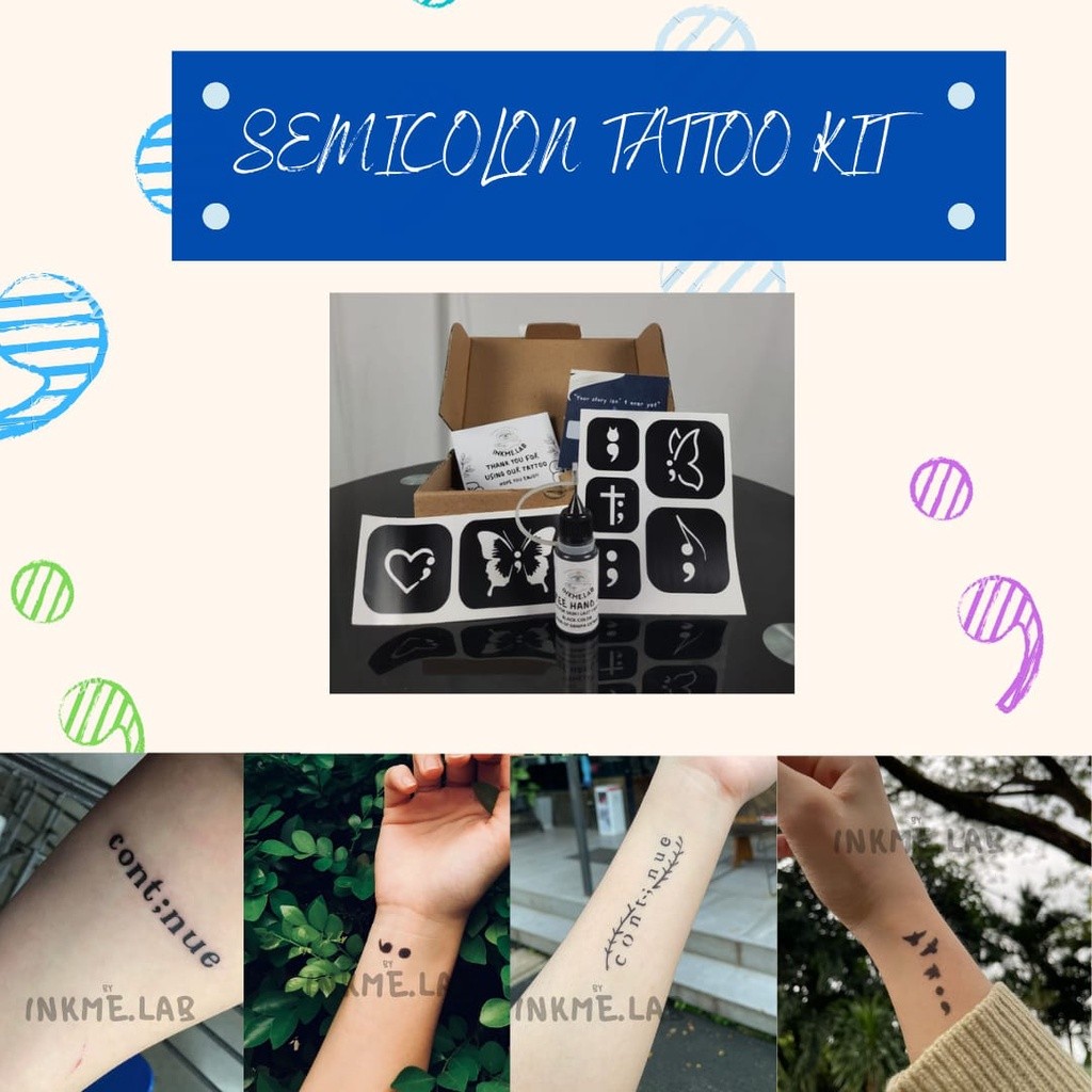 Semicolon Henna Tattoo kit - Tato Halal Sah Wudhu Semicolon or Titikoma Tatto Temporer Sementara