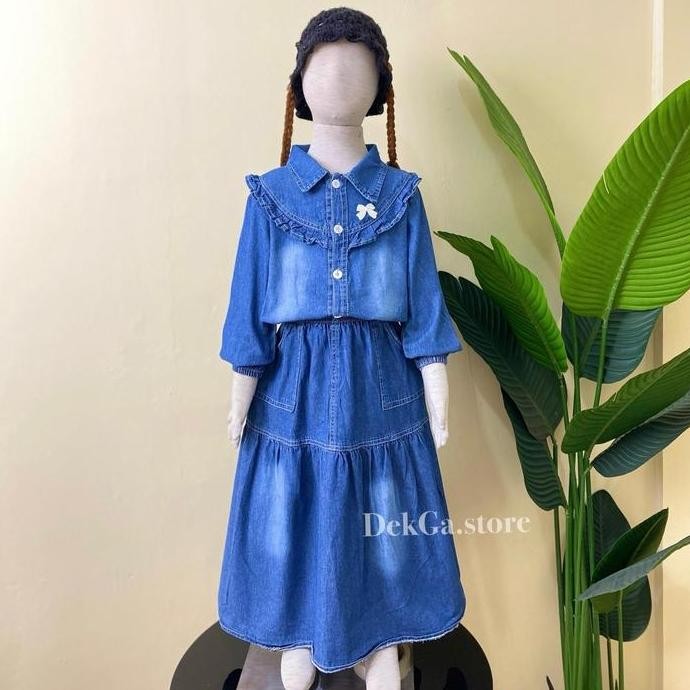 Alesha Setelan Rok Jeans Anak Perempuan Baju Muslim Anak 3-10Tahun Stok Terbatas