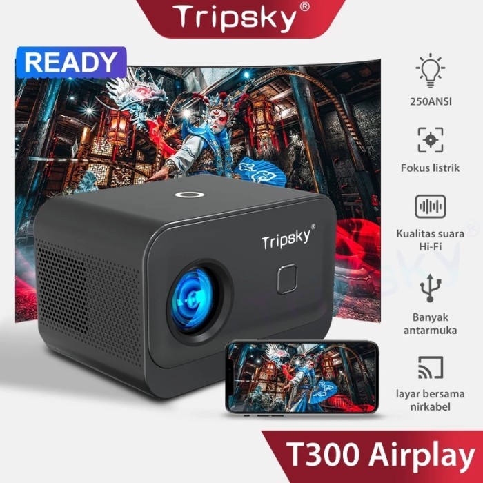Tripsky-T300 Proyektor 300 Ansi Hd 1080P Mini Proyektor