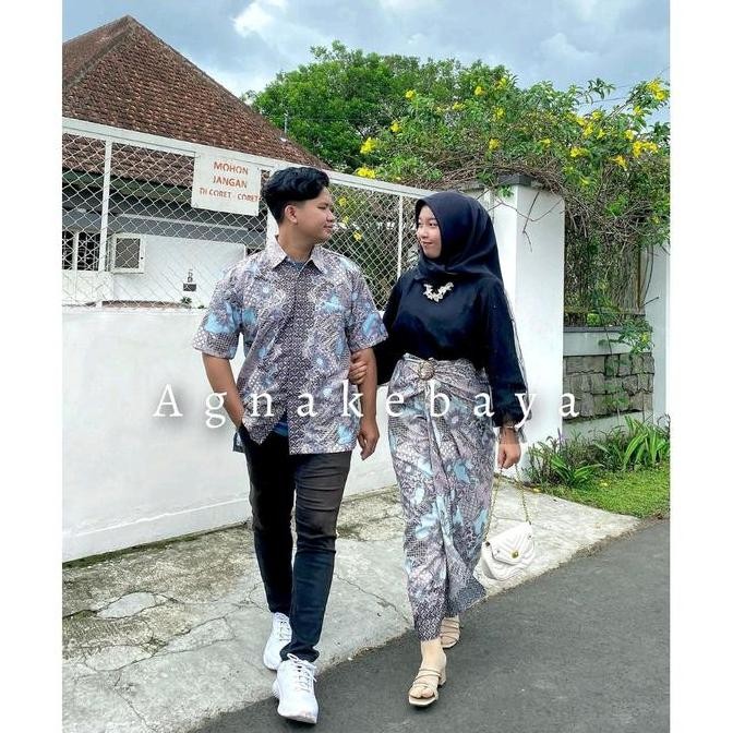 Best Seller Couple Lilit Batik Dan Kemeja Lengan Pendek - Warp Skirt - Rok Serut Couple - Bawahan Ke