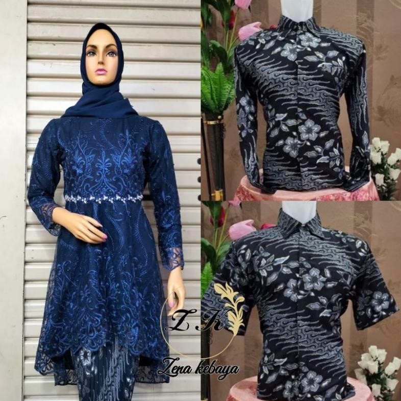 Setelan Couple Tunik Payet Kemeja Batik Kebaya Modern Couple Pasangan Lamaran Couple Kebaya Kondanga