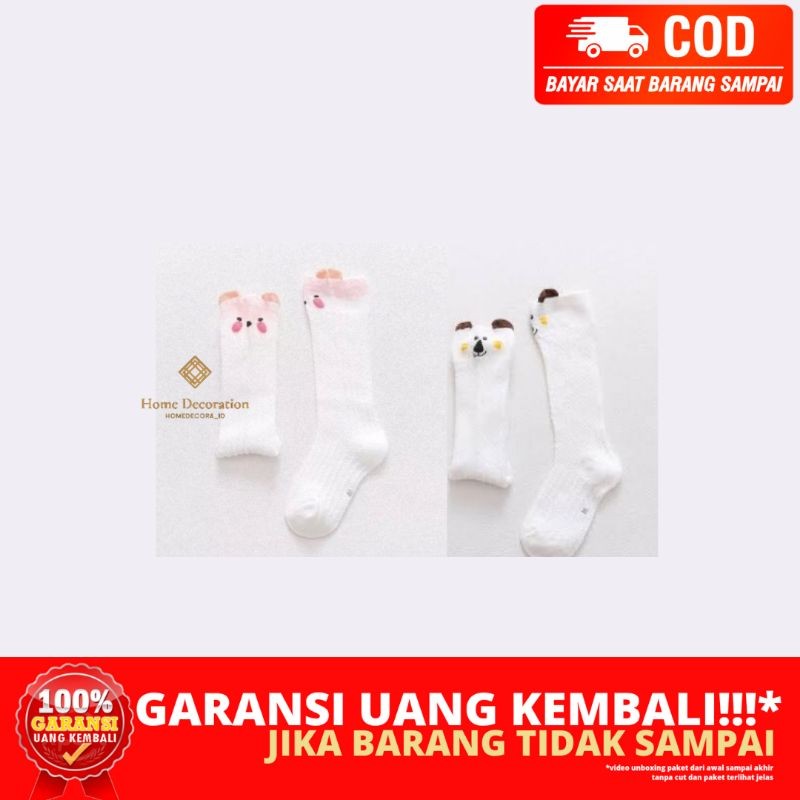 (HOMEDECORA_ID) BERGARANSI KAOS KAKI PUTIH BAYI PEREMPUAN PANJANG SELUTUT KARAKTER TELINGA HEWAN JAM
