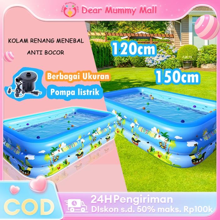 TERLARIS Free Gift120CM kolam renang anak /Kolam Renang Keluarga Tiup Besar /dengan pompa Kolam