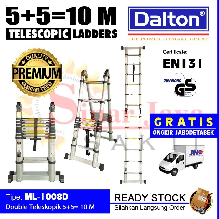Tangga Lipat Alumunium Teleskopik 5 + 5 = 10 Meter Dalton ML-1008D