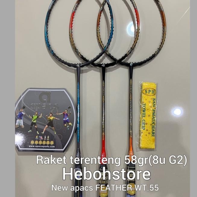 Raket Badminton NEW Apacs FEATHER WT.55 nanotec kuat 35 LBS berat 58gr Terlaris