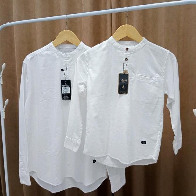 Trend Agera Putih Baju Kurta Kemeja Koko Kemko Pasangan Couple Ayah Dan Anak Lengan Panjang Dan Pend