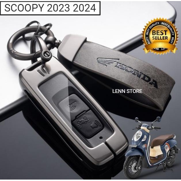 Cover Sarung Kunci Remote Kulit Logam Honda Scoopy 2023 2024 Terlaris