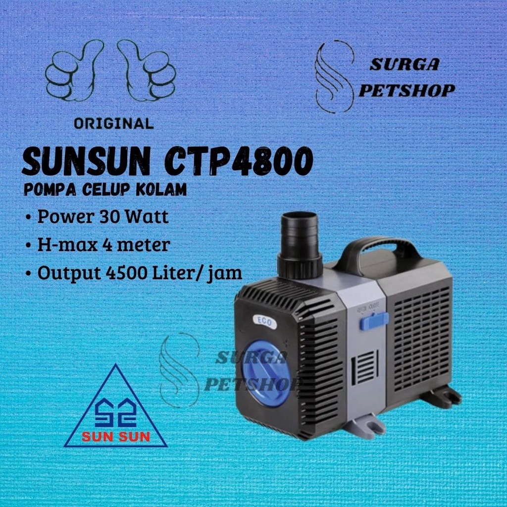 SUNSUN CTP 4800 Pompa Celup Kolam Aquarium 4500 Liter Rendah Daya CTP4800 LOW WATT 30 W ORIGINAL Low