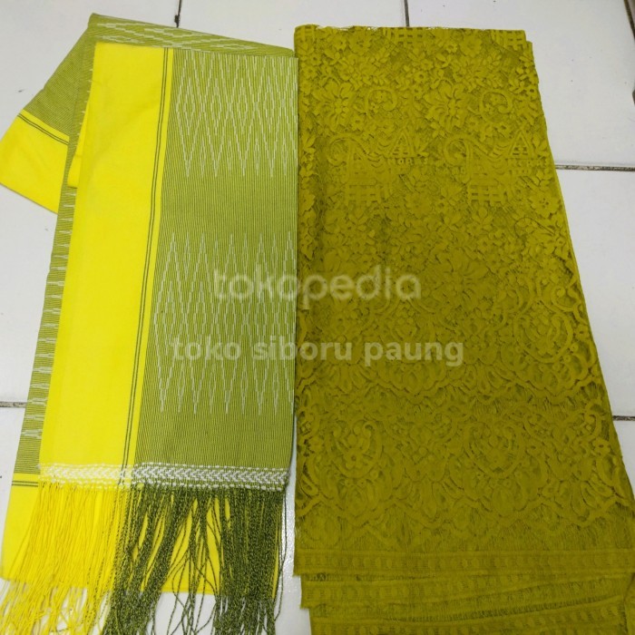 Set Songket Sibolang Rasta Dan Brokat Semi Prancis Motif Rumah Batak