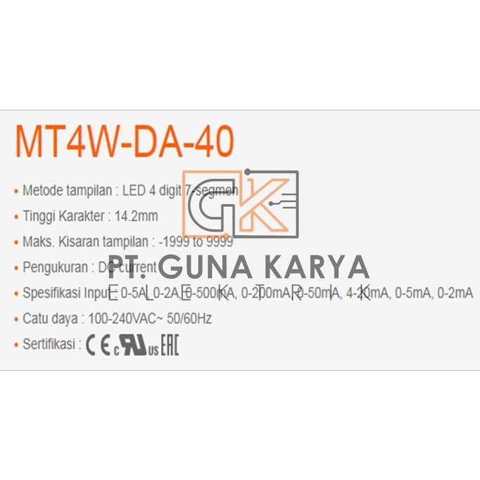 Sale Autonics Panel Meter Mt4W-Da-40