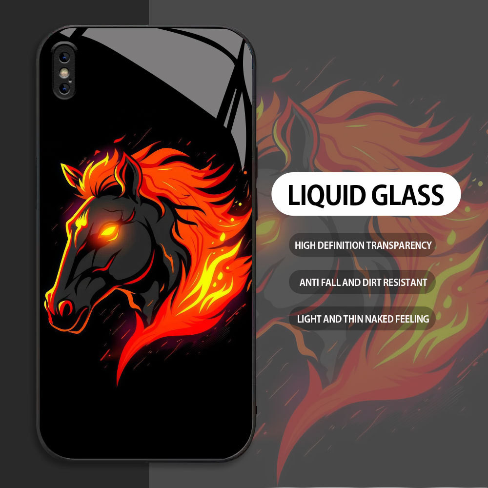 For Apple iPhone X XR XS MAX Casing Skin Handphone  Pola Rapidash Glass kesing Phone Case edge Silic