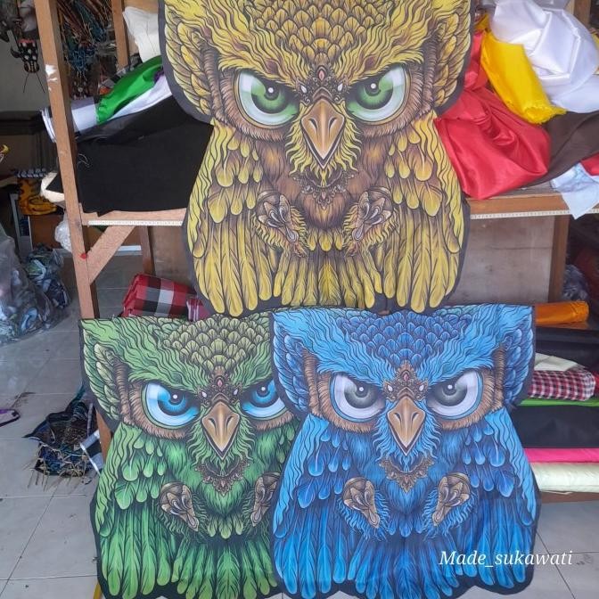 monggo] Layangan Celepuk printing Alis knock down layang kain burung bali