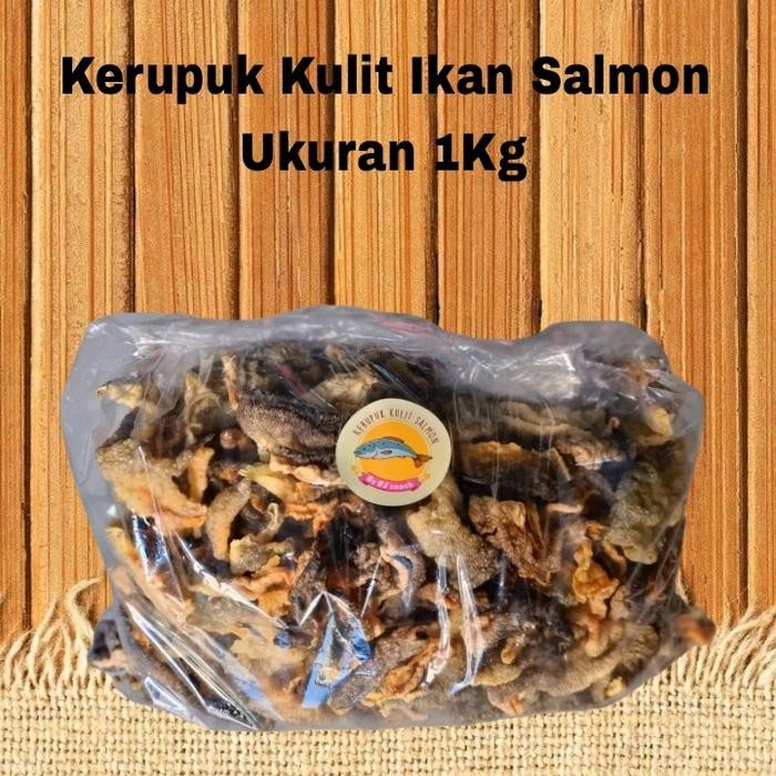 

New Kerupuk Kulit Ikan Salmon Cemilan Sehat, Crunchy 1kg keripik kiloan Ready