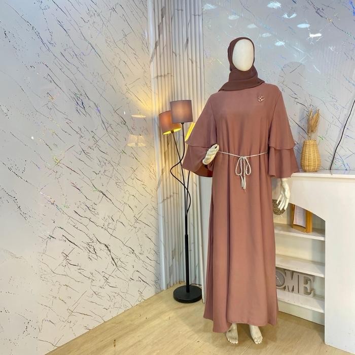 Baju Muslimah Lebaran Pastelo Hanum Dress 966 By Juragan Gamis Polos Ld 114Cm - Panjang, Wanita,