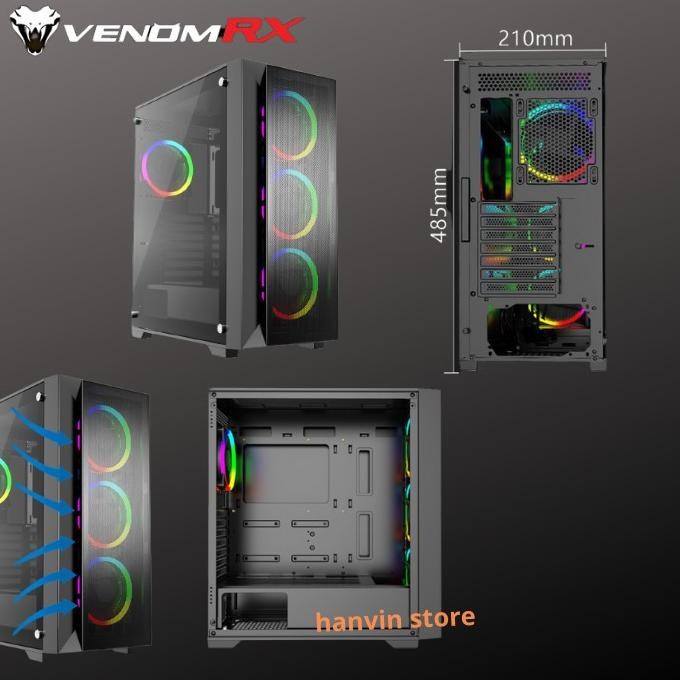 [Goodbest] CASING GAMING VENOMRX DROGON + 4 Fan RGB