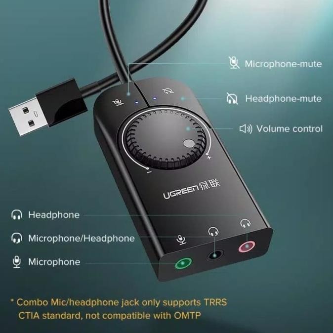 [Goodbest] Ugreen Soundcard USB to Aux Audio Mic - Ugreen USB Sound Card External