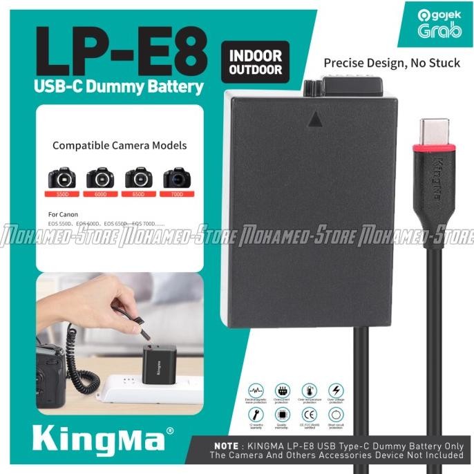 Kingma Usb Type C Dummy Battery Adapter Lp-E8 For Canon 650D 700D Etc New Stok