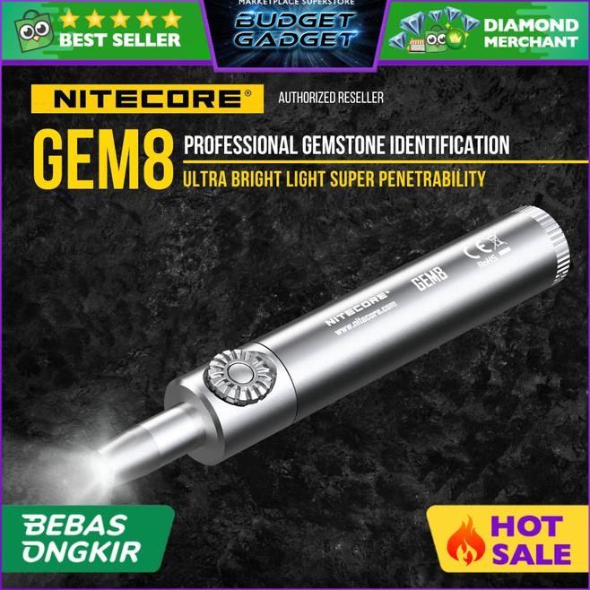 Nitecore GEM8 Senter Indentifikasi Batu Mulia Gemstone XP-L HI V3 500 Terlaris