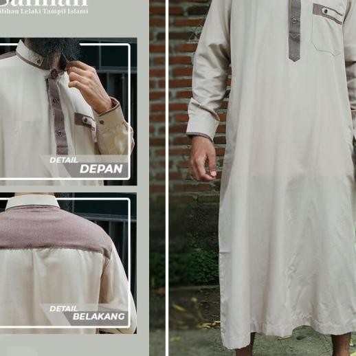 Jubah Gamis Pria Ikhwan Manset Kerah Tegak Saudi Merek Zain Spunpoly Terlaris