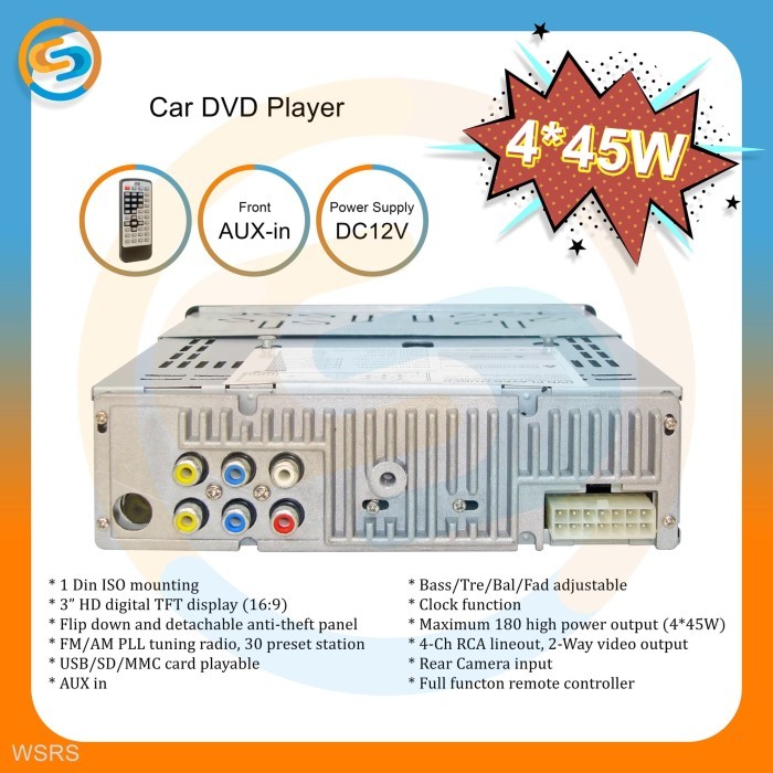 Car dvd usb sd aux in player 3 inch single din - tape dvd radio mobil