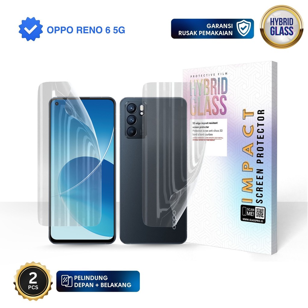 Hybrid Glass For OPPO RENO 6 5G - Full Cover Hydrogel Anti Gores Premium Screen Protector Glossy - N
