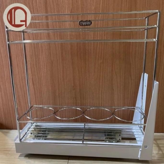 Spesial Rak Botol Bumbu Stainless Kitchen Set Tarik Rak Dapur