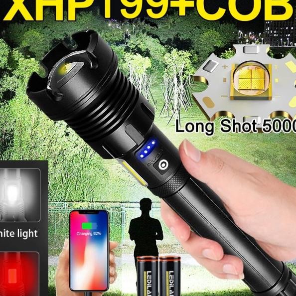 Senter LED XHP90+COB Swat Police Super Terang XHP90.2 BIG Rechargeable Terlaris