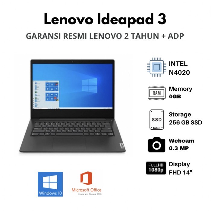 Lenovo Ideapad Slim 3I 14Igl05 N4020 4Gb 256Ssd W10 Ohs