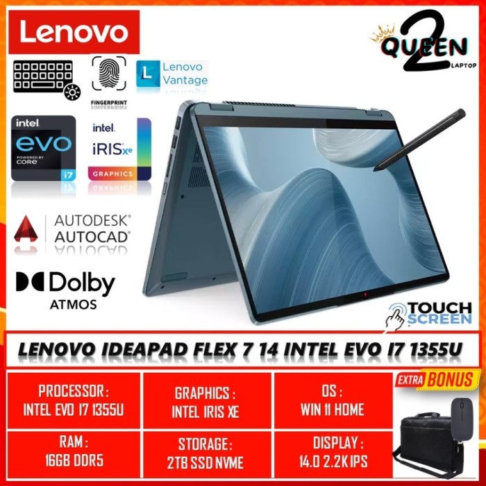 Laptop Lenovo Ideapad Flex 5 14 Intel I7 1255U 16Gb 1Tb Ssd Iris Xe