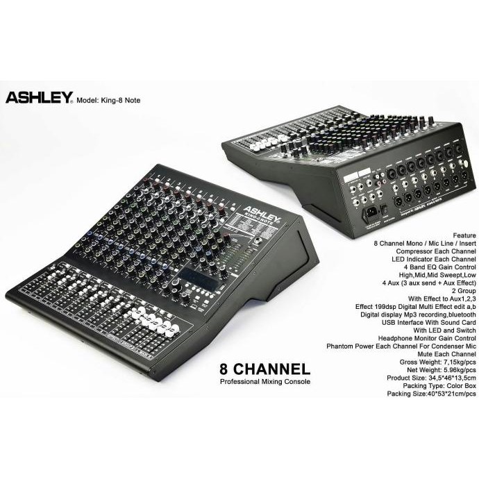 Murah Mixer Ashley King 8 Note Original 8 Channel Interface Usb - Bluetooth