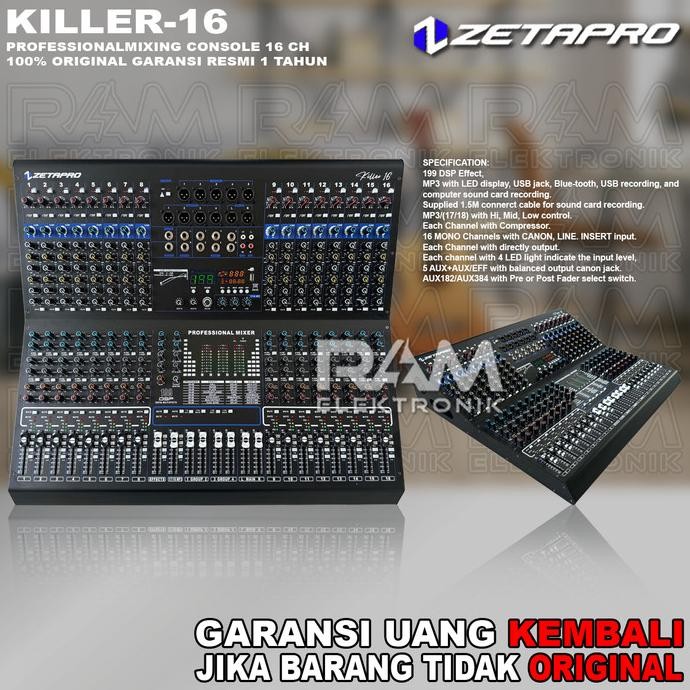 Sale Mixer 16 Channel Zetapro Killer 16 | Killer 16 Original Garansi Resmi 1 Tahun