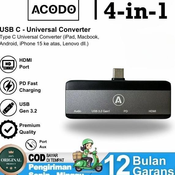 Hub USB C 4 in 1 Aux iPad Converter Adapter HDMI Auxiliary tablet Tab