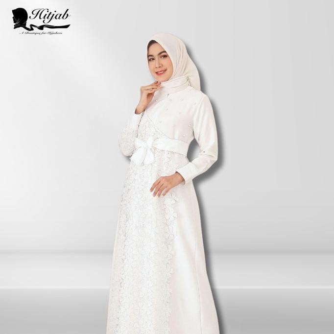 BEST SELLER GAMIS PUTIH GAMIS BRUKAT BROKAT GAMIS POLOS 8361