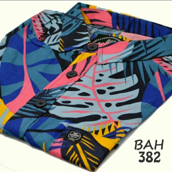 Kemeja Pria Lengan Pendek Jumbo Baju Big Size Cowok Motif Daun Terbaru